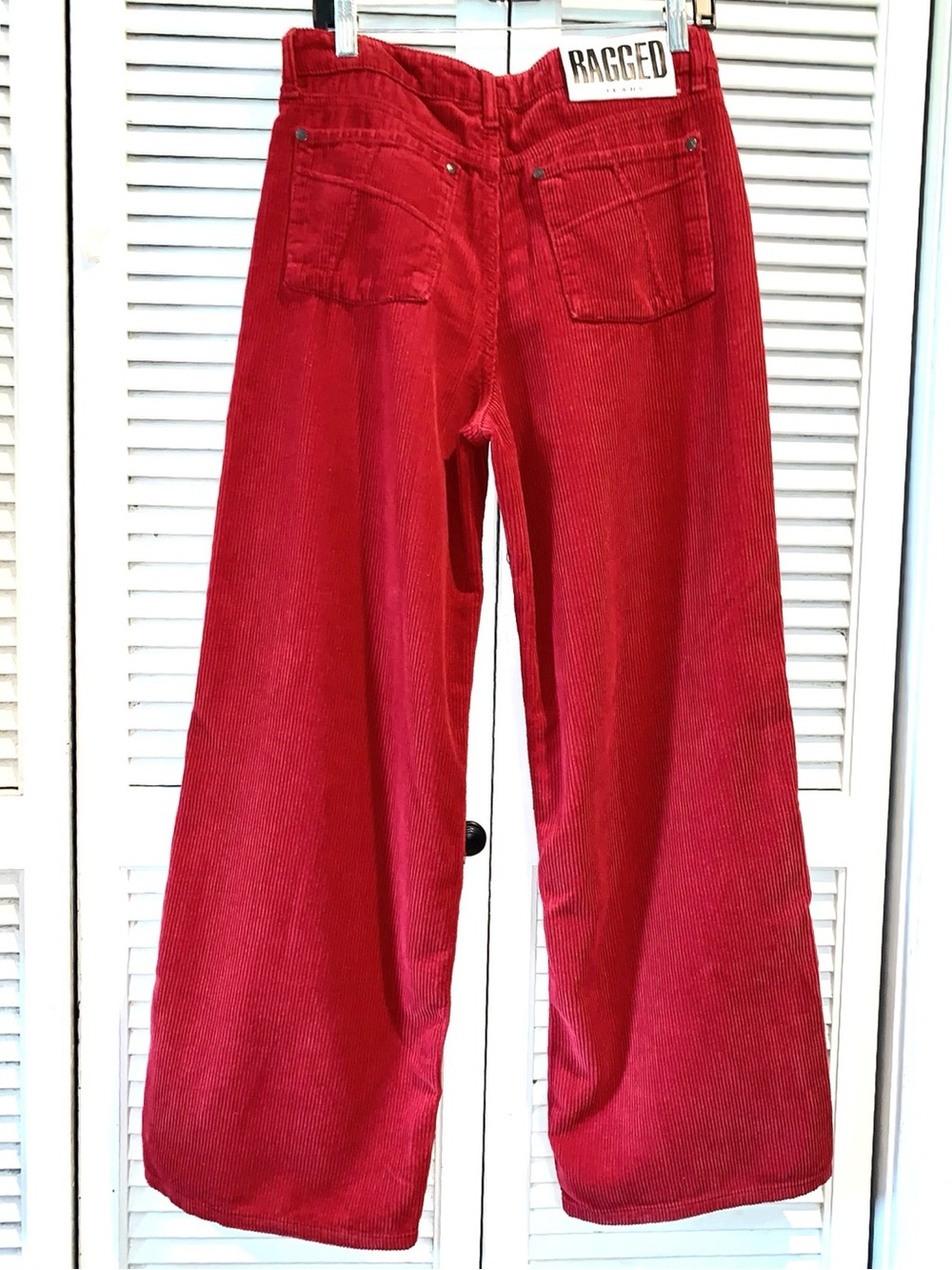 The Ragged Priest Low Rise Ultra Baggy Corduroy Jeans in Chili Pepper women’s 27